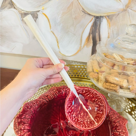 Rare VTG Secla Red Cabbage Art Portugal Pottery Leaf Tureen, Lid, Ladle Majolica - Picture 5 of 11